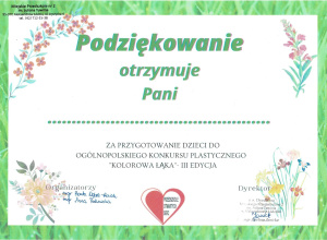 WYNIKI OGÓLNOPOLSKIEGO KONKURSU PLASTYCZNEGO „KOLOROWA ŁĄKA” – III edycja
